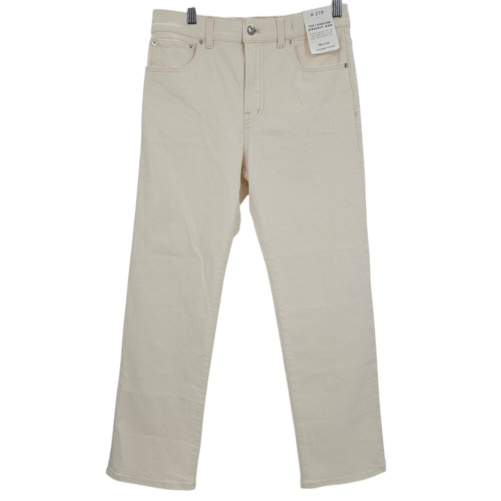 Madewell Womans size 27P Longline Straight Denim Jeans High Rise Cream NY634 NEW